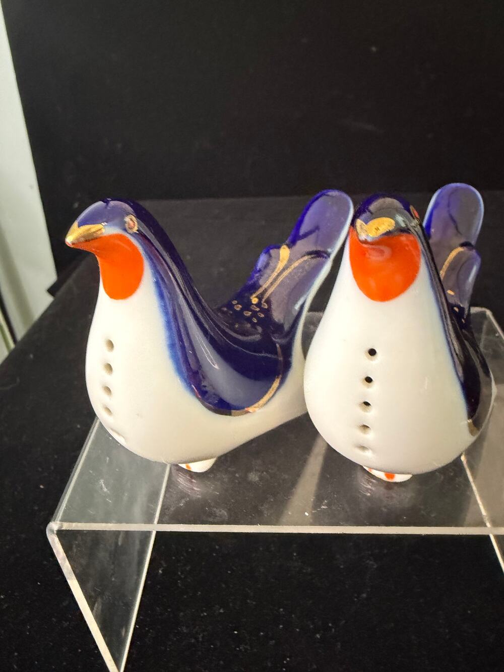 Vintage Soviet LFZ Lomonosov Porcelain Bird Salt & Pepper Shakers  Made in USSR